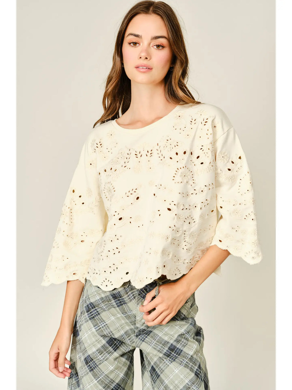 Eyelet Terry Short Sleeve Sweatshirts