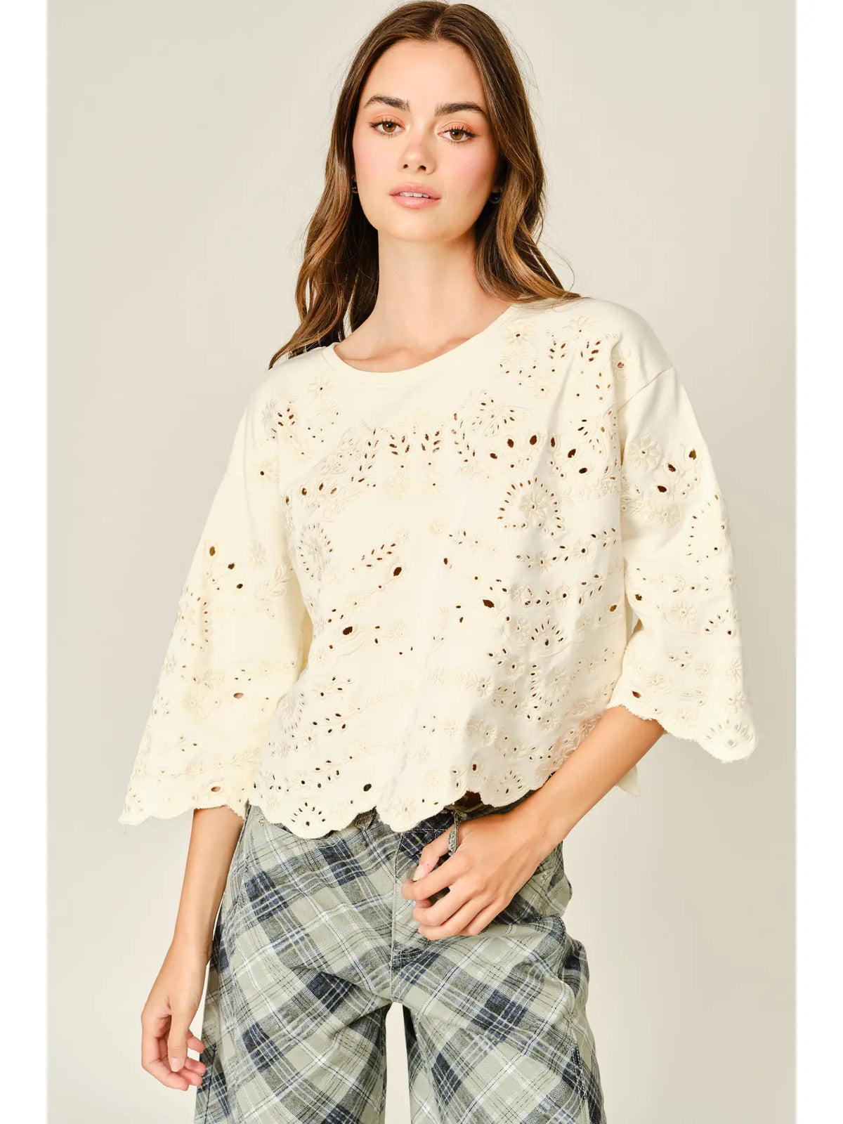 Eyelet Terry Short Sleeve Sweatshirts