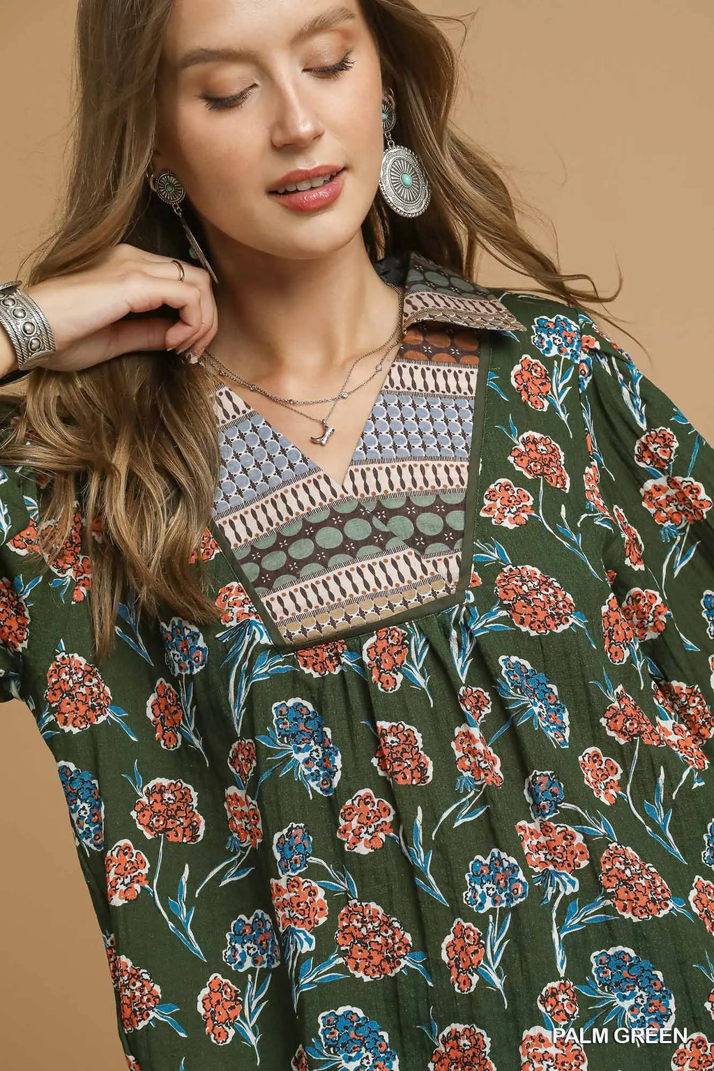 Floral Print Collar Blouse
