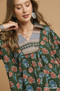 Floral Print Collar Blouse