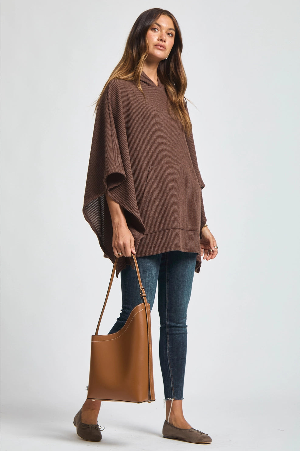 Ribbed Knit Poncho Top
