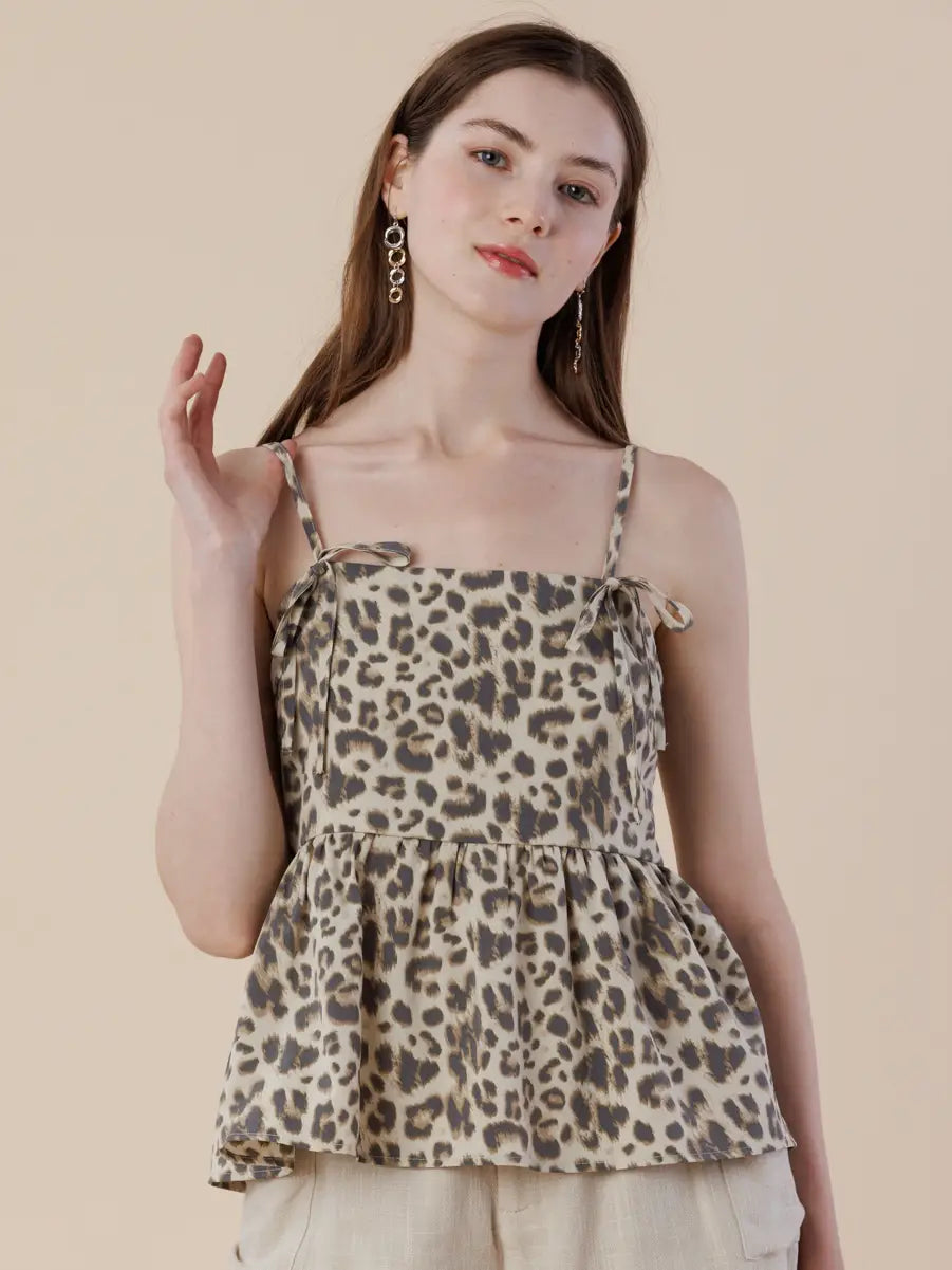 Leopard Print Peplum Cami