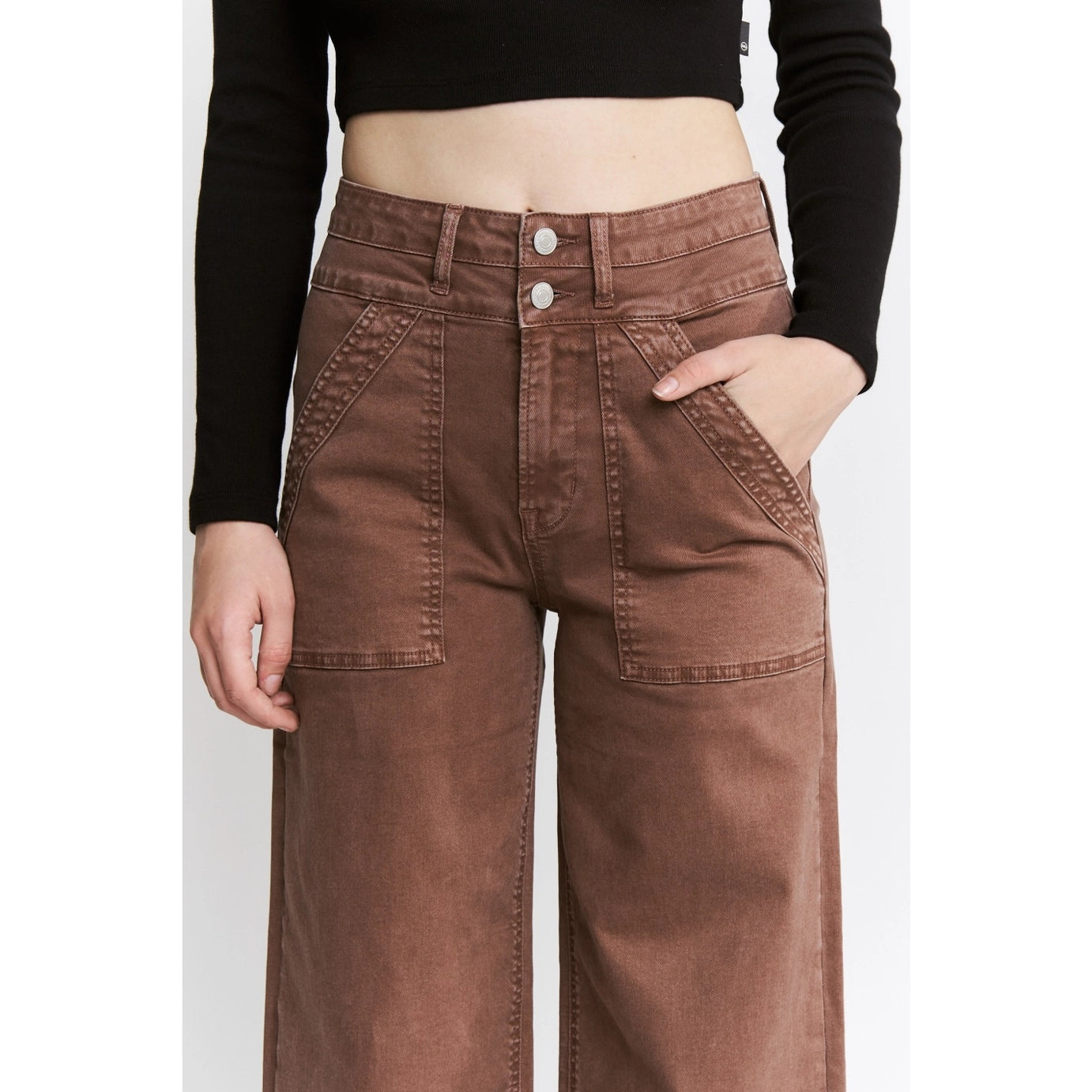 Super High Double Waistband Wide Leg