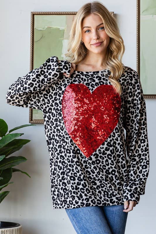 ANIMAL PRINT TOP W/ Heart