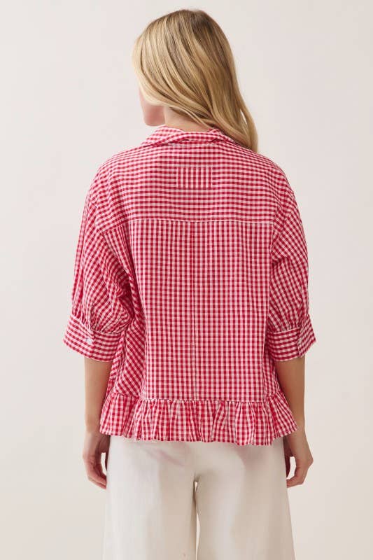 Gingham Button-Up Shirt
