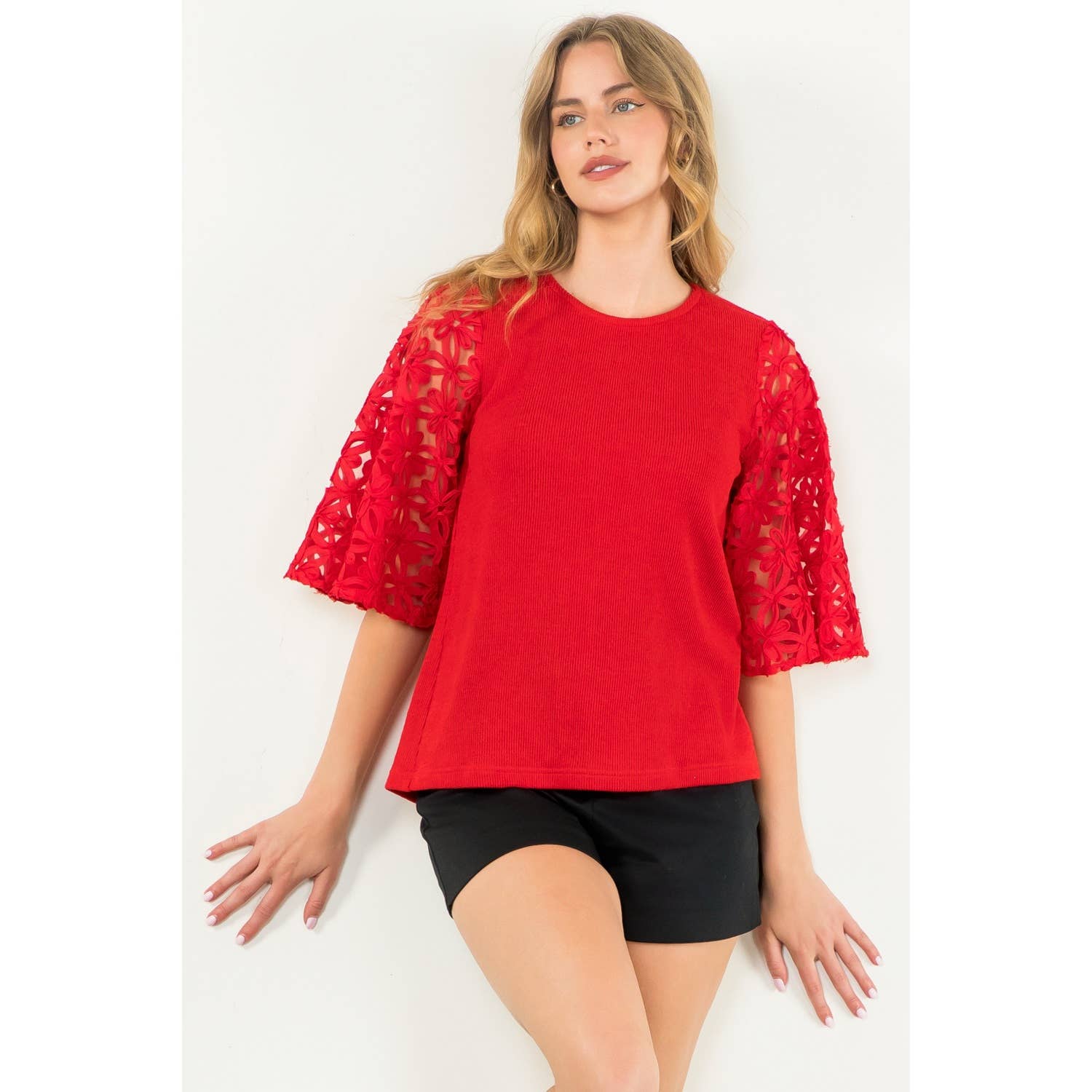 Flower Detail Sleeve Top