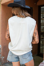 Embroidered Horseshoe Sleeveless Top