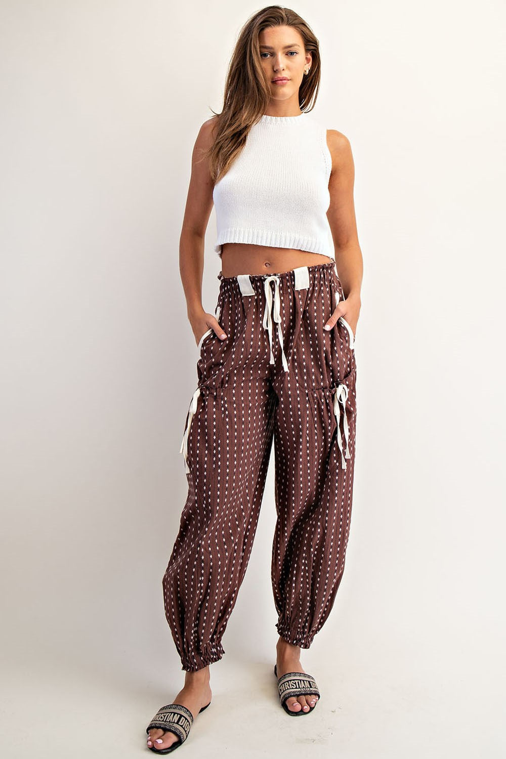Soft Washed Micro Diamond Striped Joggers