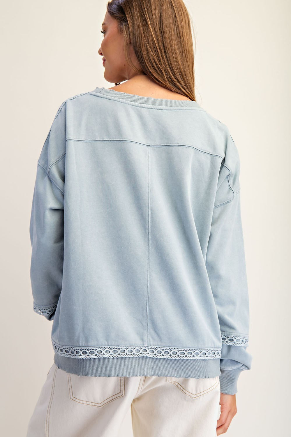 Mineral Washed Boot Motif Long Sleeve Sweatshirt