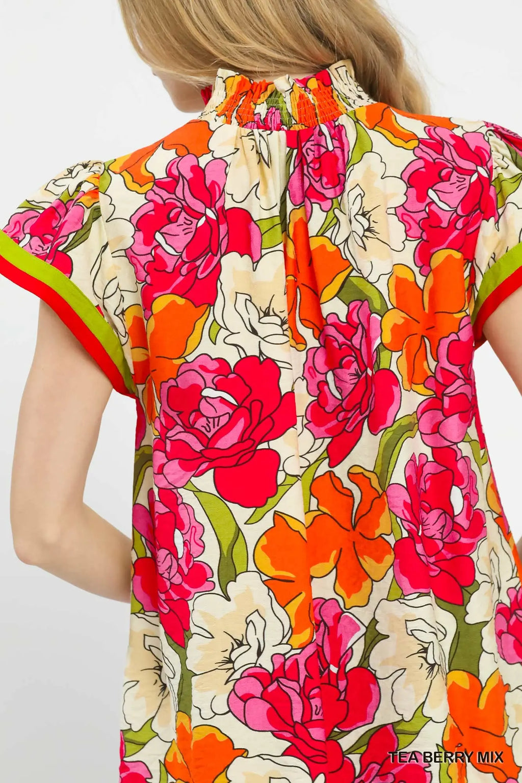 Floral Print Blouse with Contrast Trim
