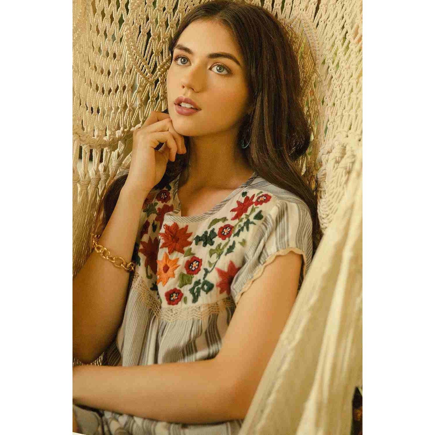 Embroidered Stripe Top