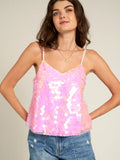 Spaghetti Strap Sparkly Sequin Cami Top