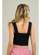 Smocked Square Neck Tank Top