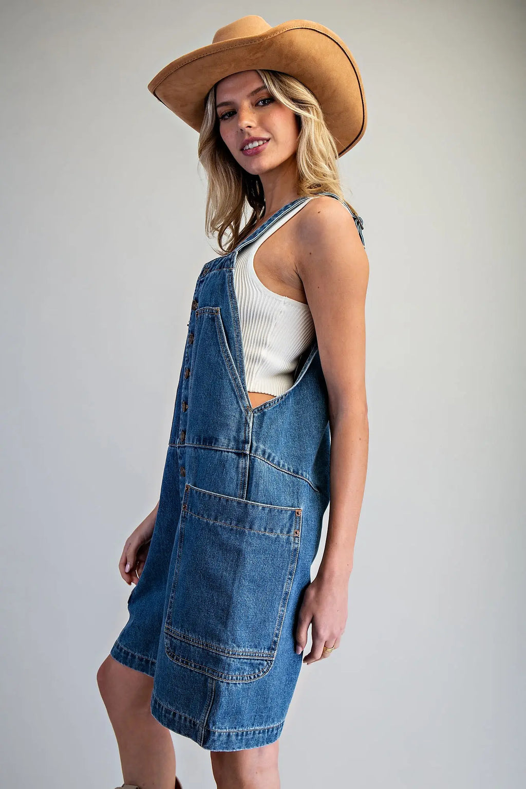 Button Down Front Pocket Romper