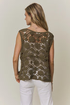 Boho Crochet Knit Button Vest Top