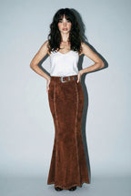 Suede Studded Maxi Skirt