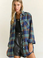 Long Sleeves Button Down Plaid Shirt