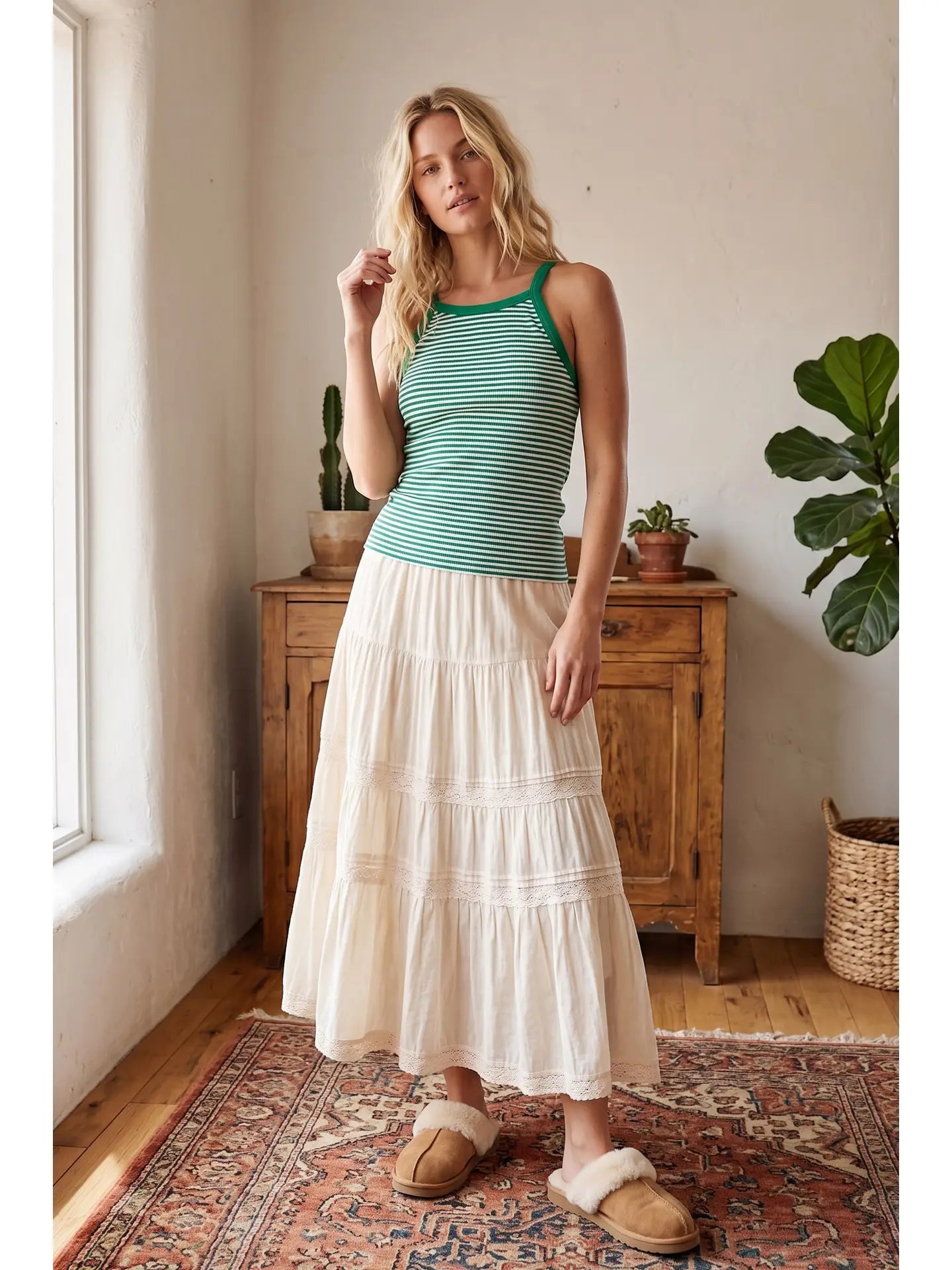 Striped Ribbed Halter Tank