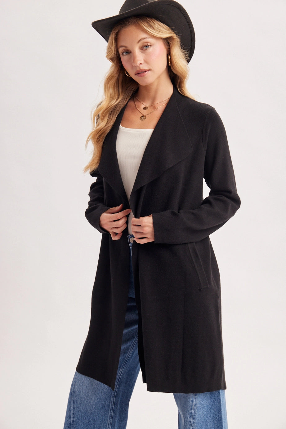Modern Open Front Longline Knit Cardigan