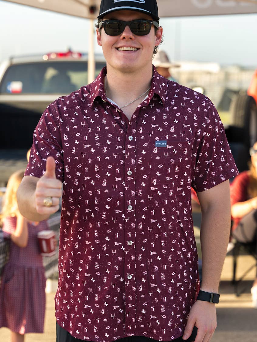 Maroon Gameday Performance Button Up