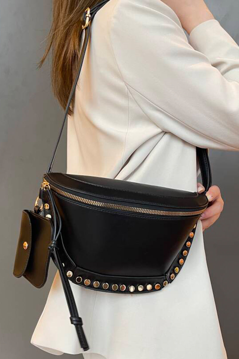 Duo studded bum bag & wallet