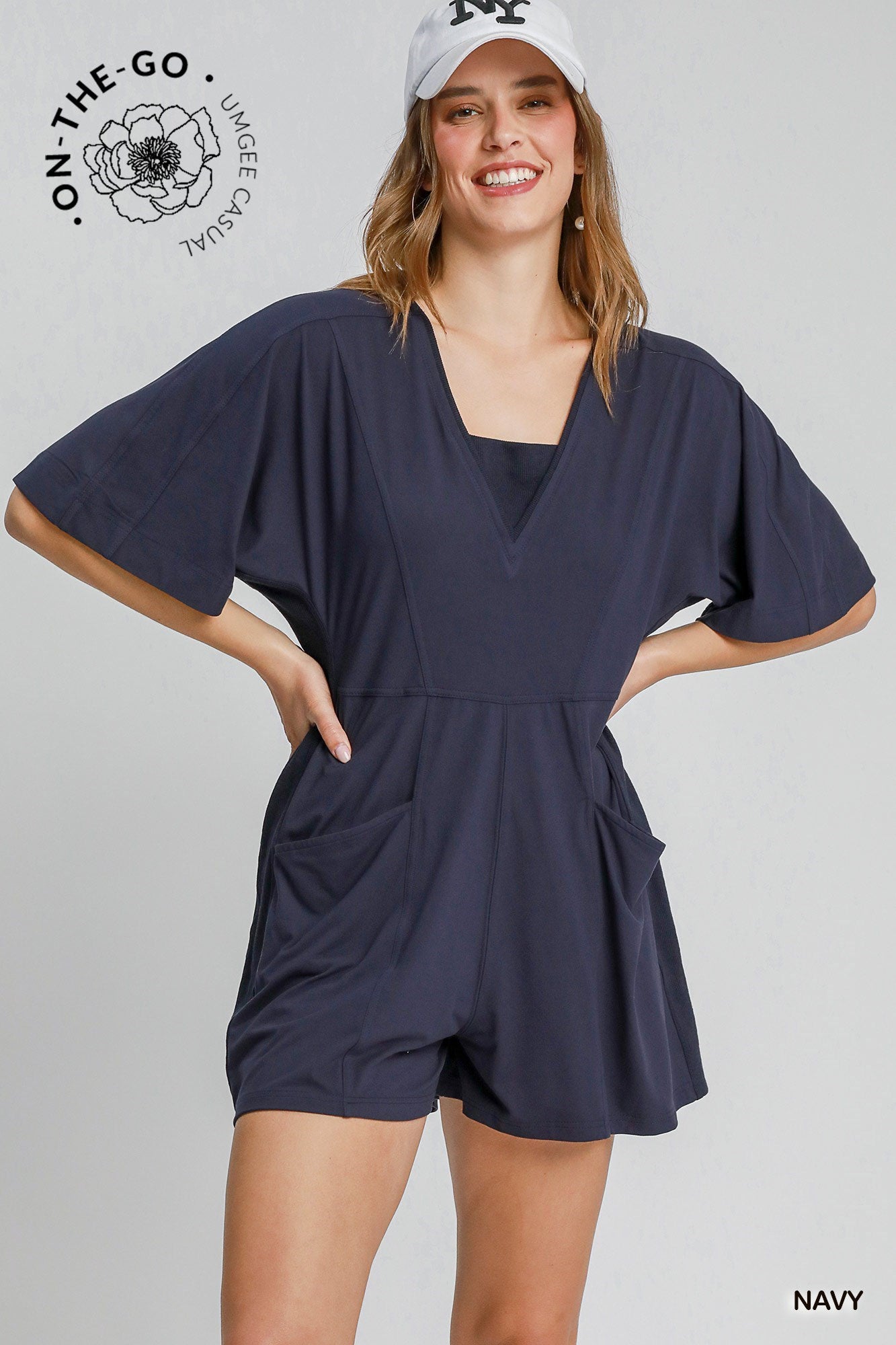 Half Sleeved Double Pocket Romper