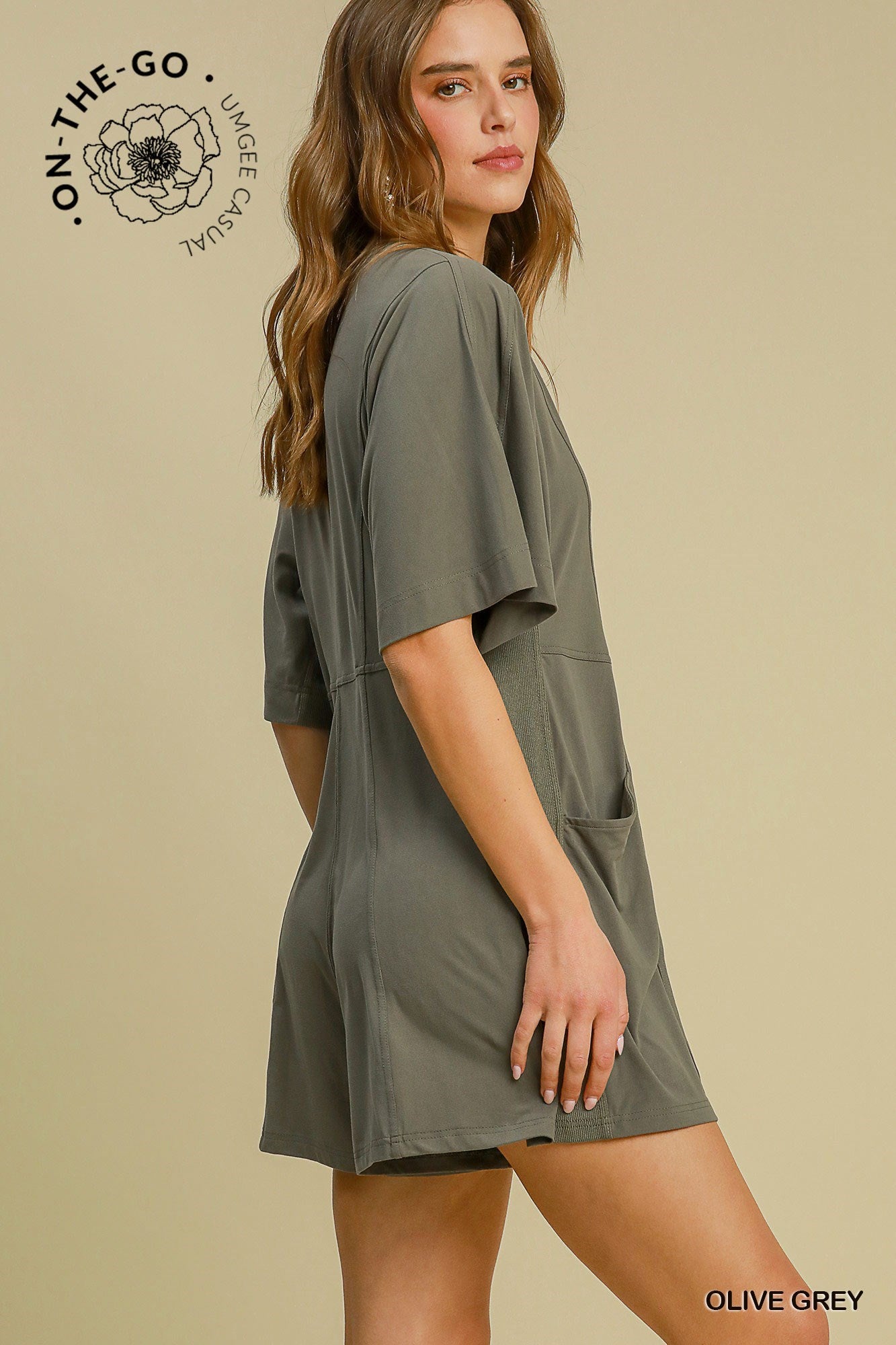Half Sleeved Double Pocket Romper