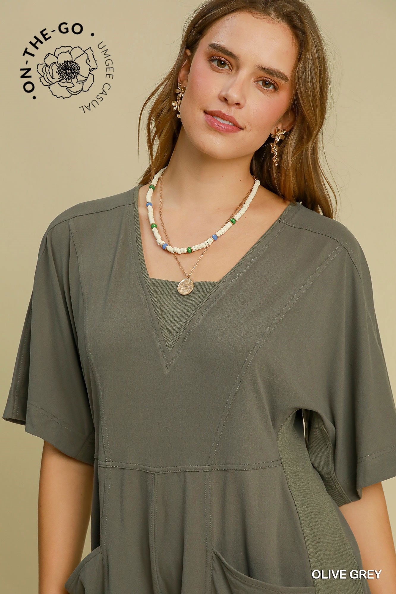 Half Sleeved Double Pocket Romper