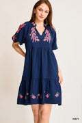 Embroidered Boho Babydoll Dress