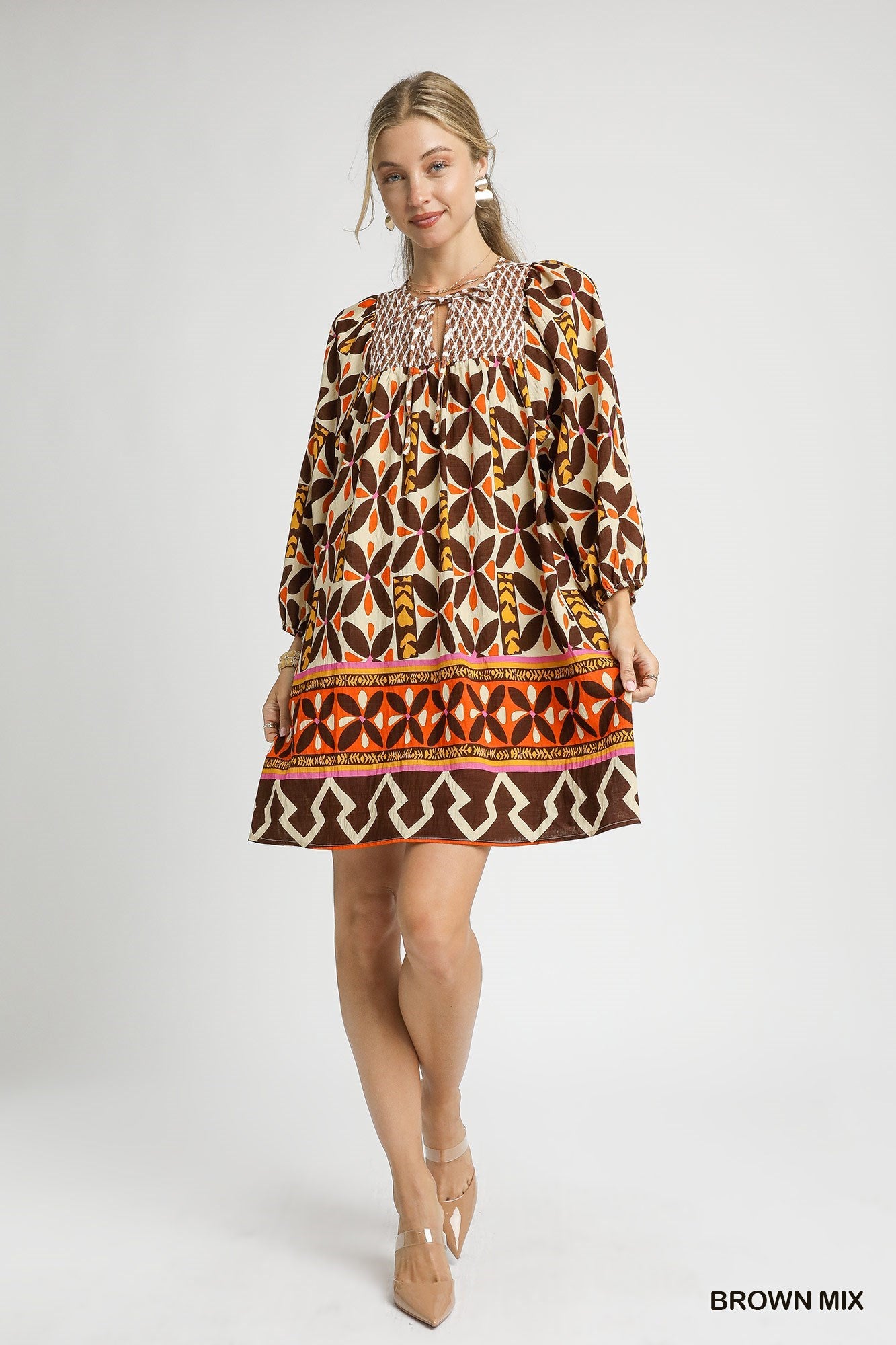 Geometric Floral Print Mini Dress