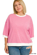 Striped Contrast Trim Rib Banded Top