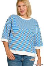 Striped Contrast Trim Rib Banded Top