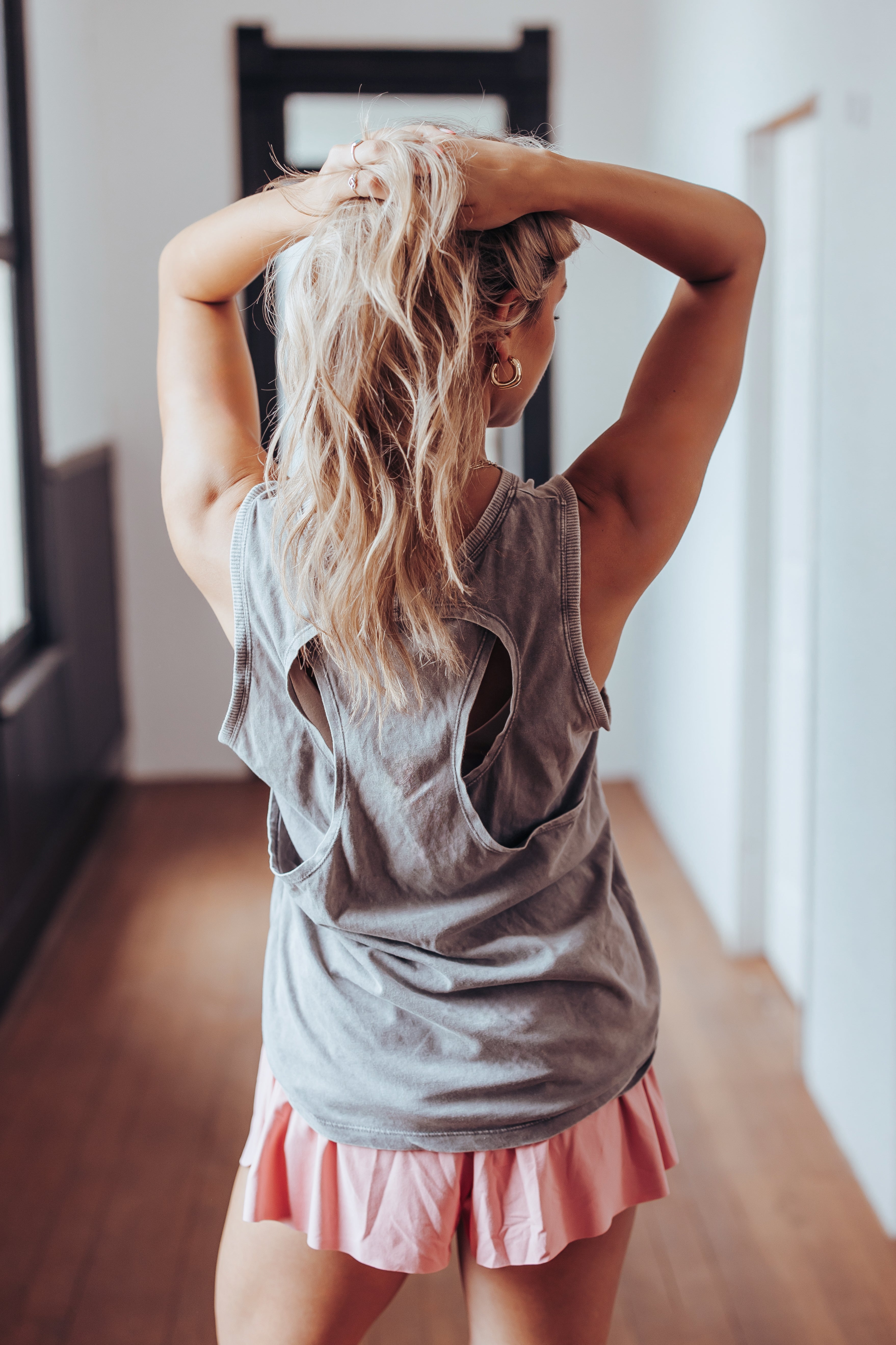 SLVLESS MINERAL WASHED COTTON RAYON TOP
