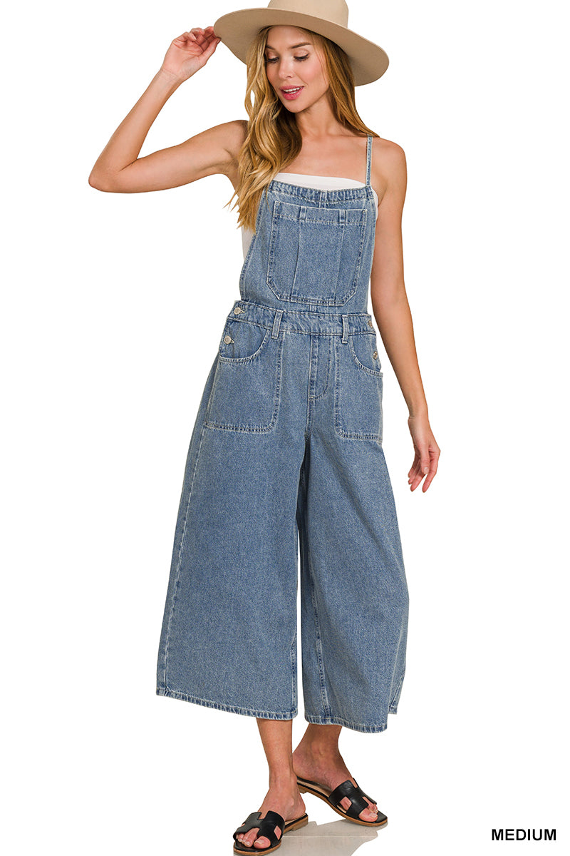 Denim Wide Leg Overalls