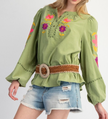 Flower Power Embroidered Top