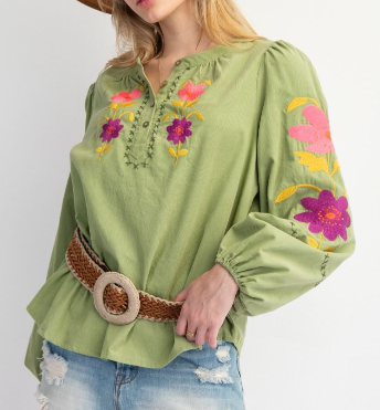 Flower Power Embroidered Top