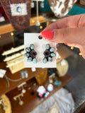 Golden Hills Turquoise Half Cluster Sterling Silver Earrings