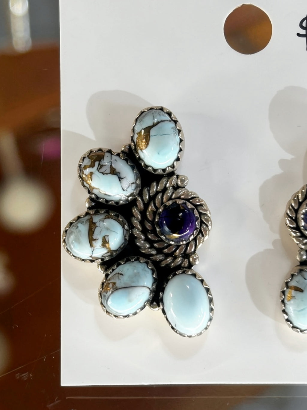 Golden Hills Turquoise Half Cluster Sterling Silver Earrings