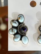 Golden Hills Turquoise Half Cluster Sterling Silver Earrings