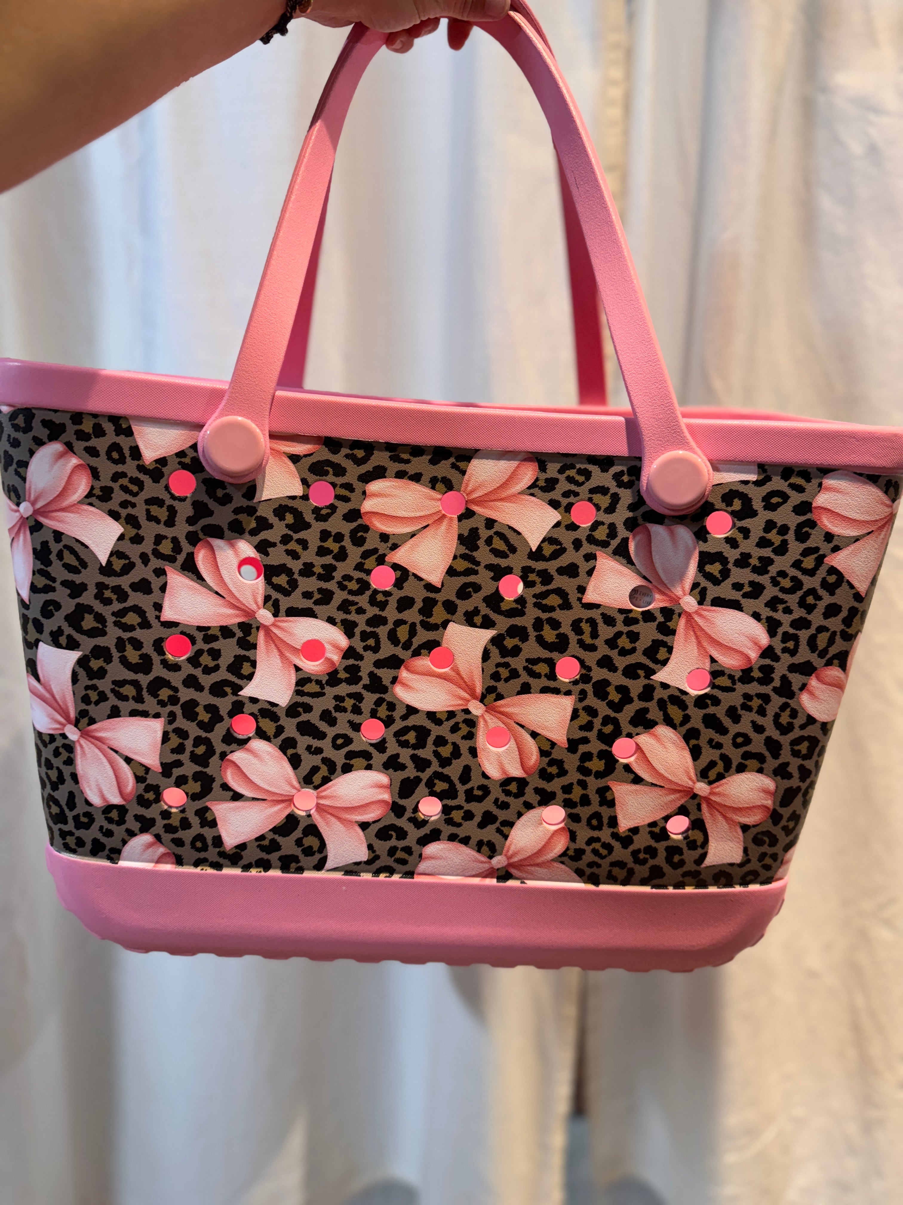 Waterproof Tote - Leopard Bows