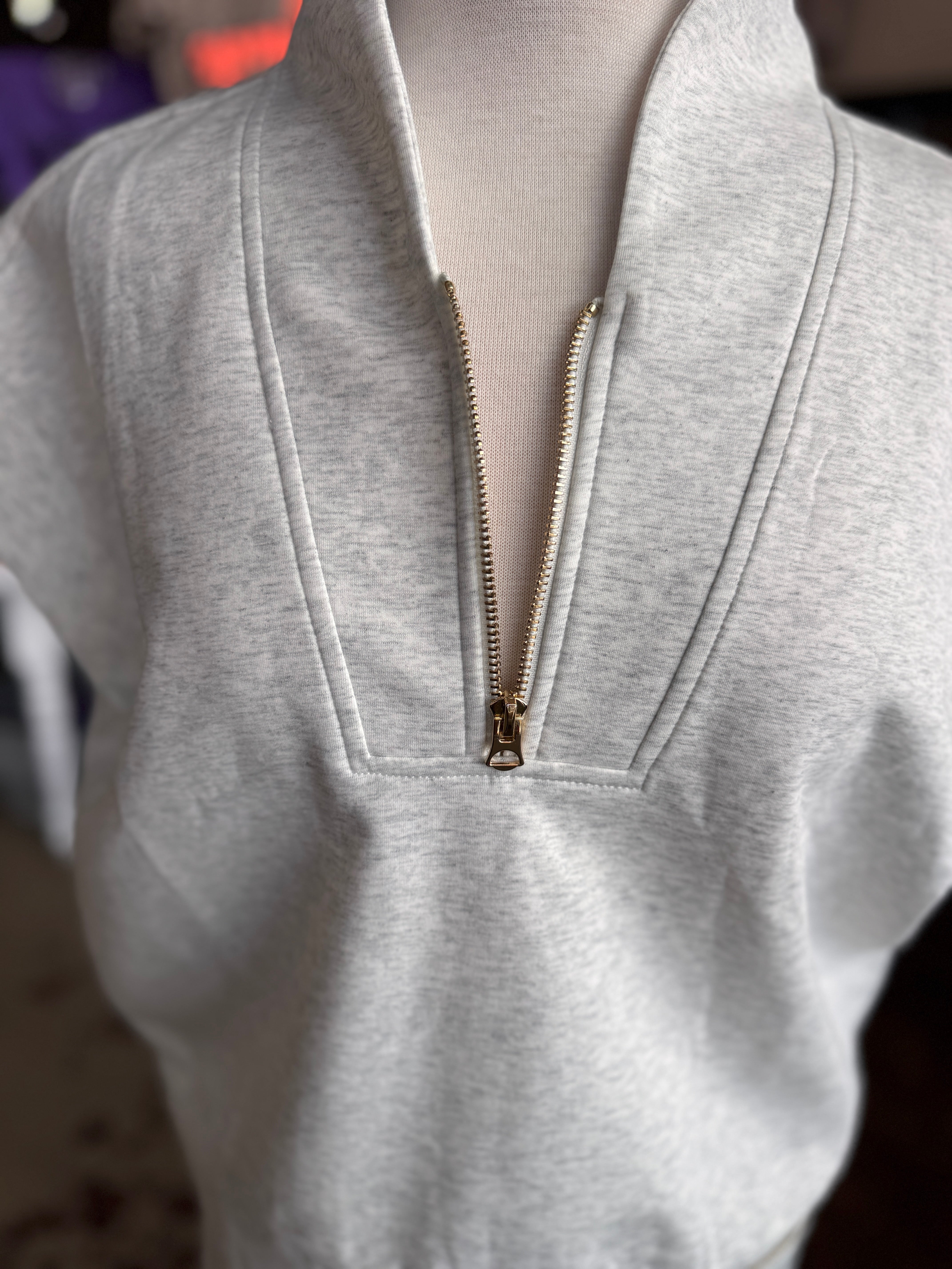 Short Sleeve Half Zip Scuba Sweatshirt