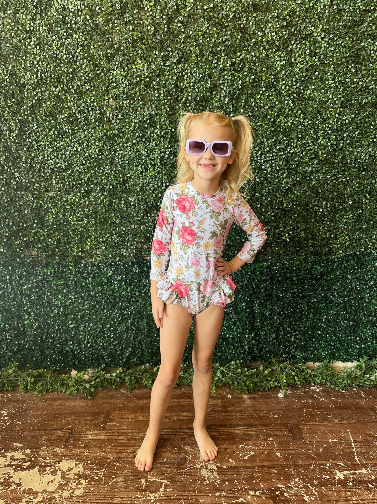 Girls Long Sleeve Swimsuits - Floral Melody