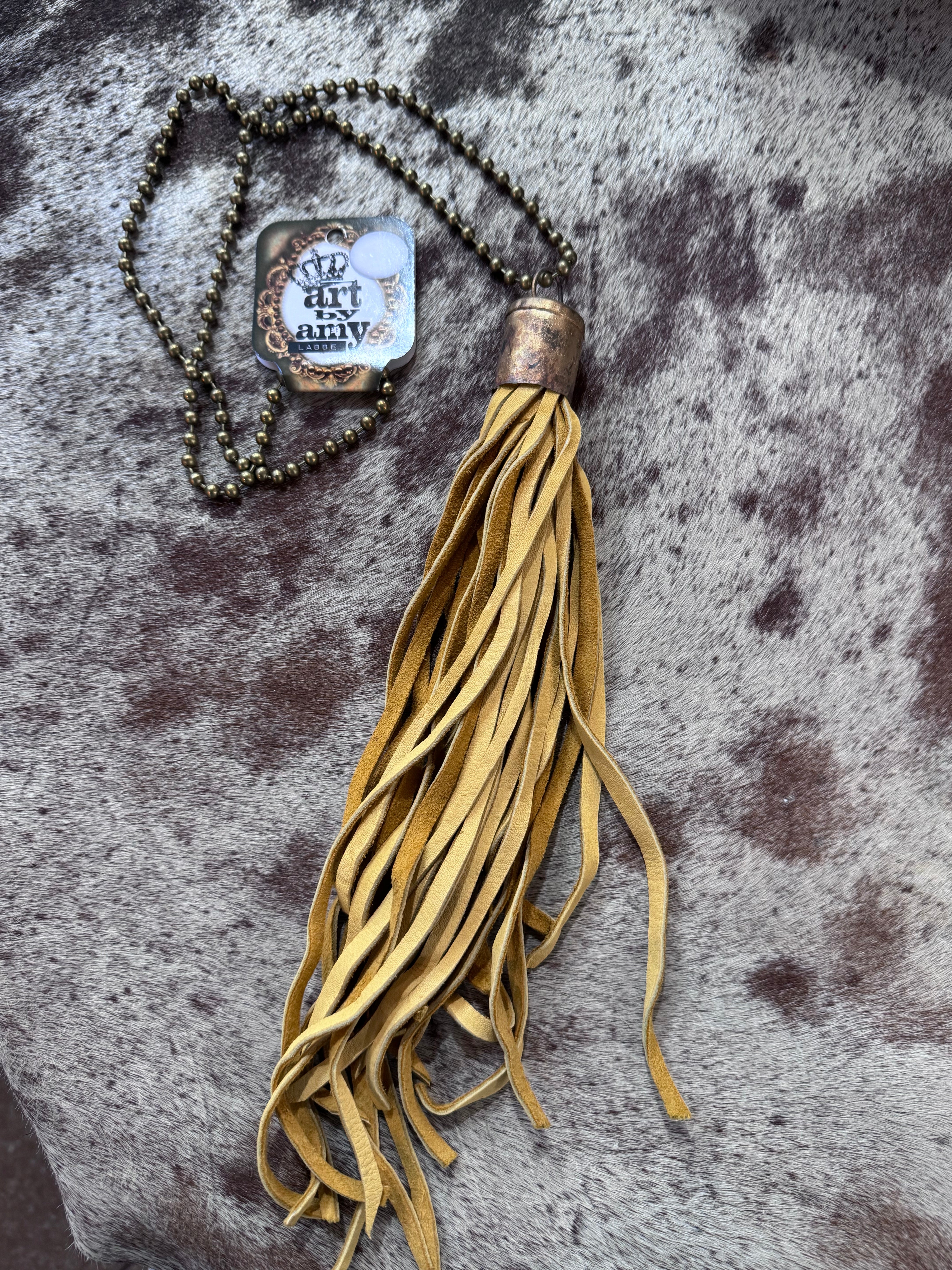 Long Leather Tassel Necklace