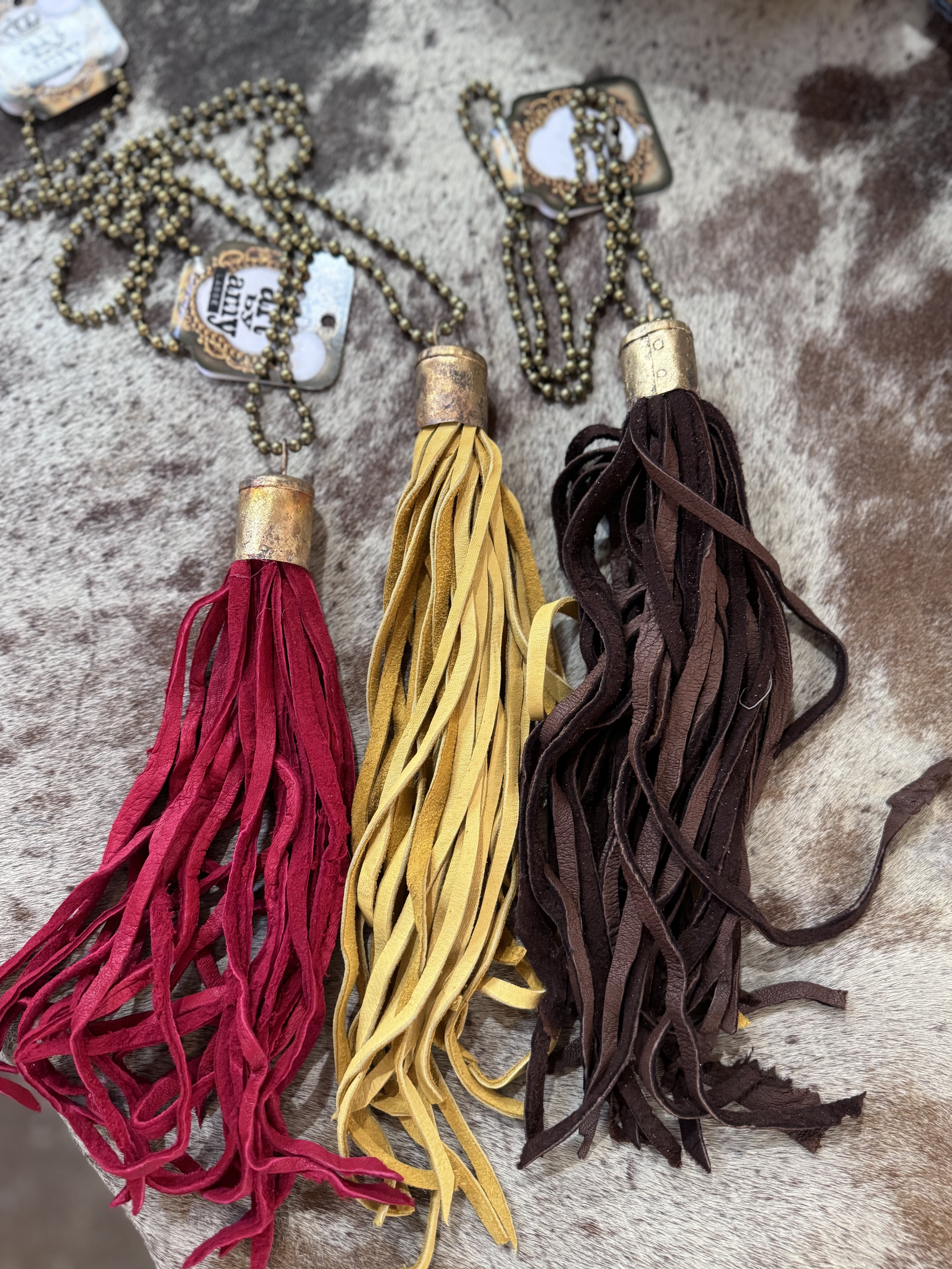 Long Leather Tassel Necklace