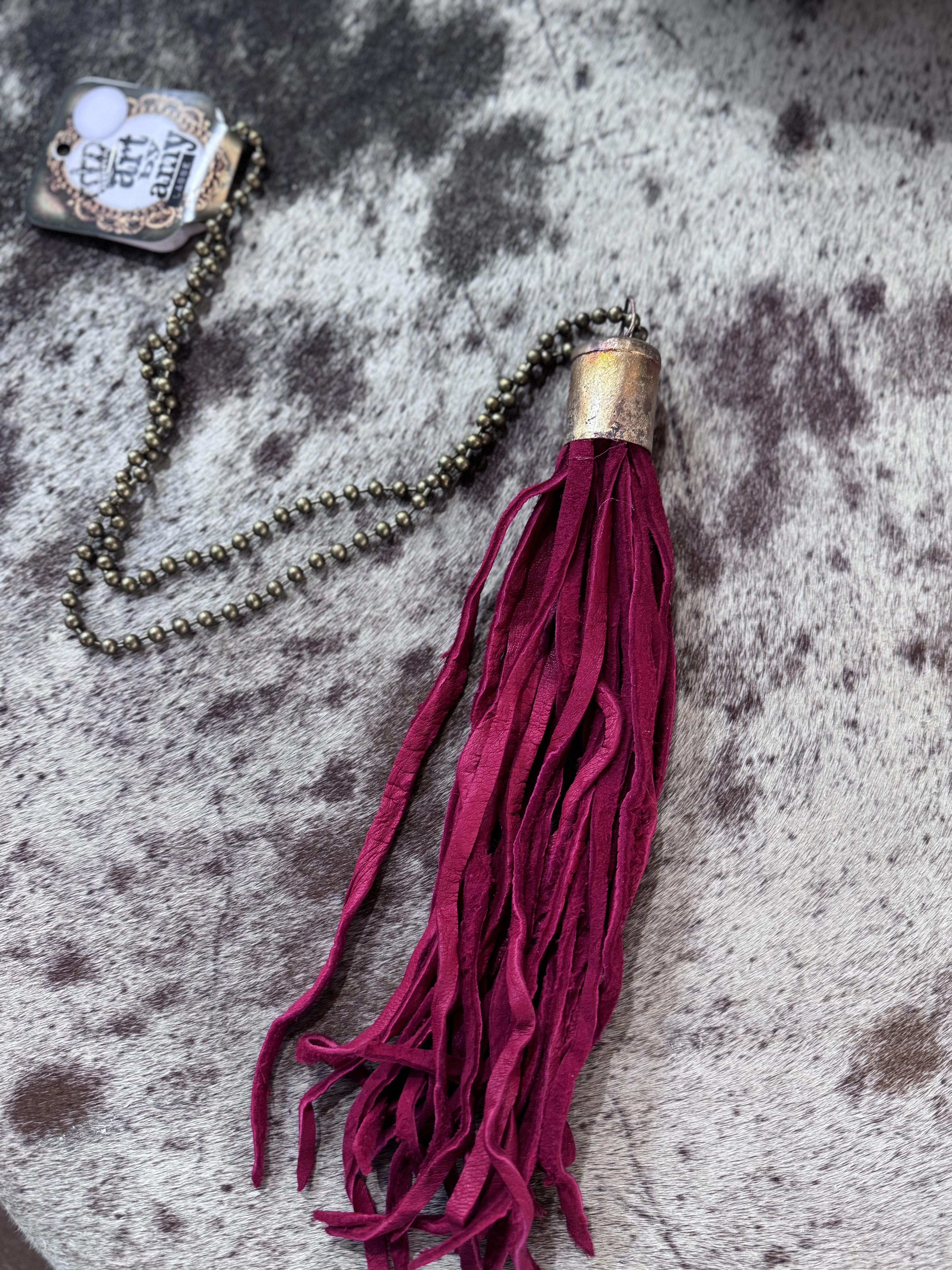 Long Leather Tassel Necklace