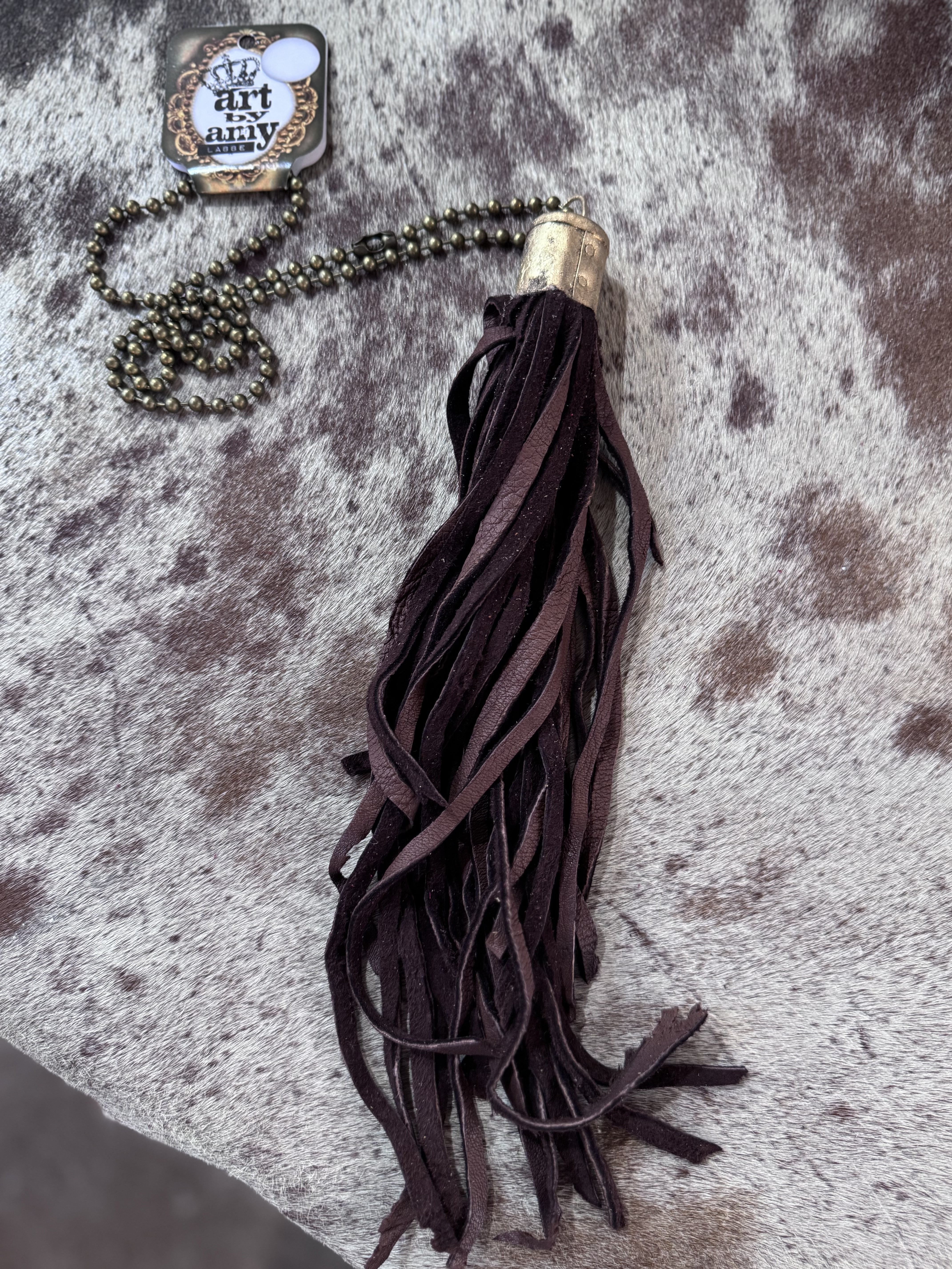 Long Leather Tassel Necklace