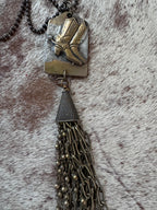 Western Antique Boot & Tassel Necklace
