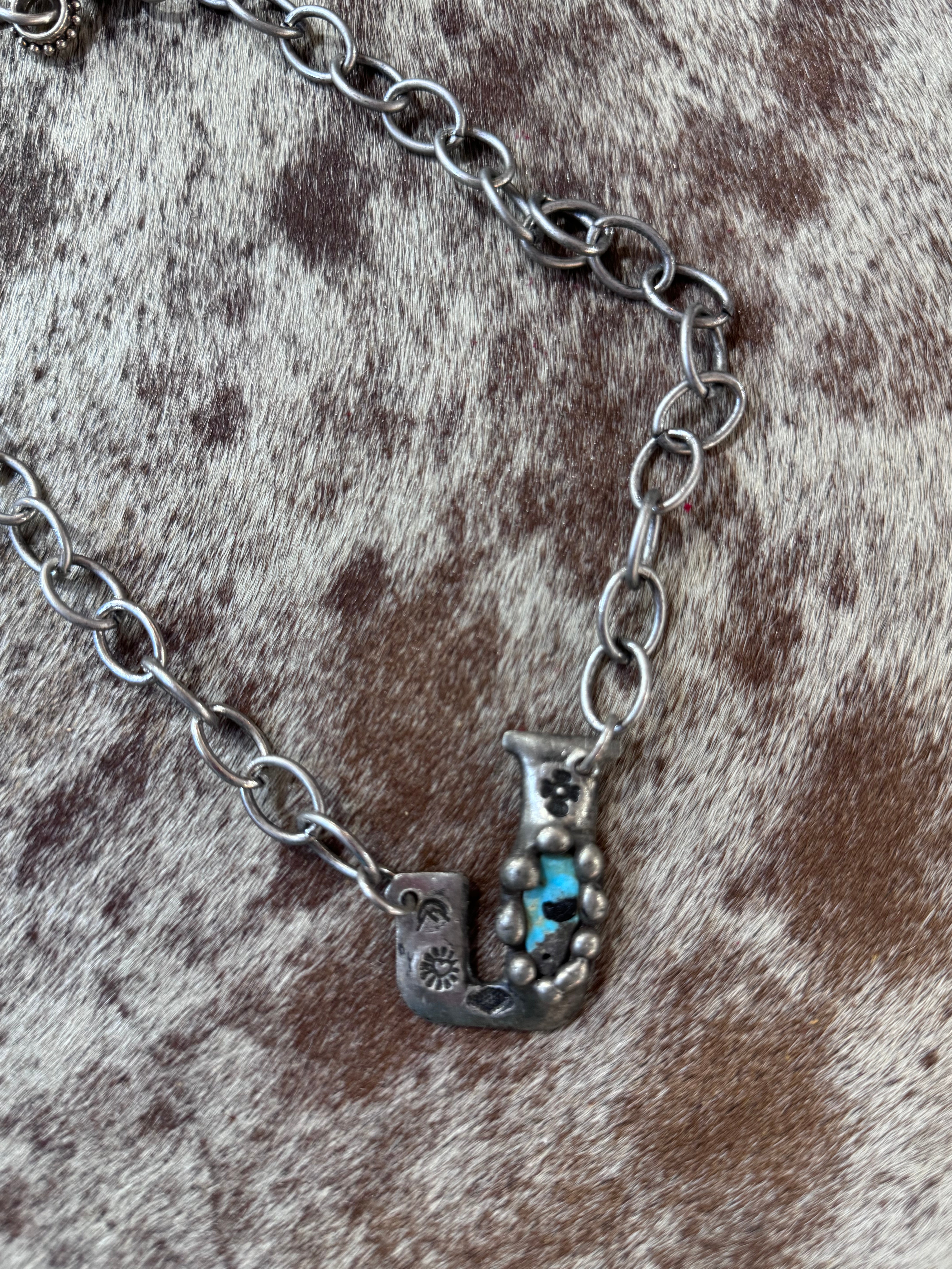 Turquoise Stone Letter Necklace