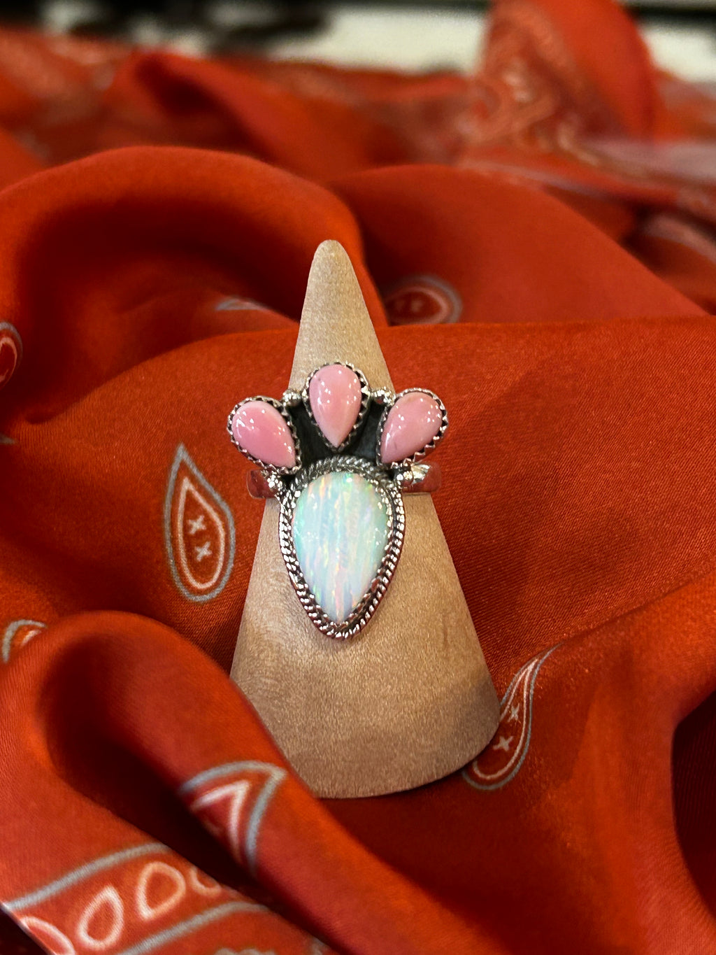 Pink Conch Opal Ring #501