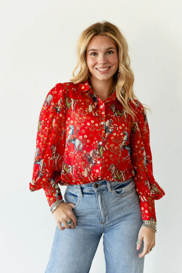 Red Cowboy Blouse